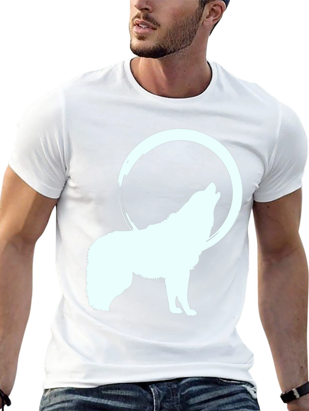 Wolf Howling at Moon Graphic Tee - Black