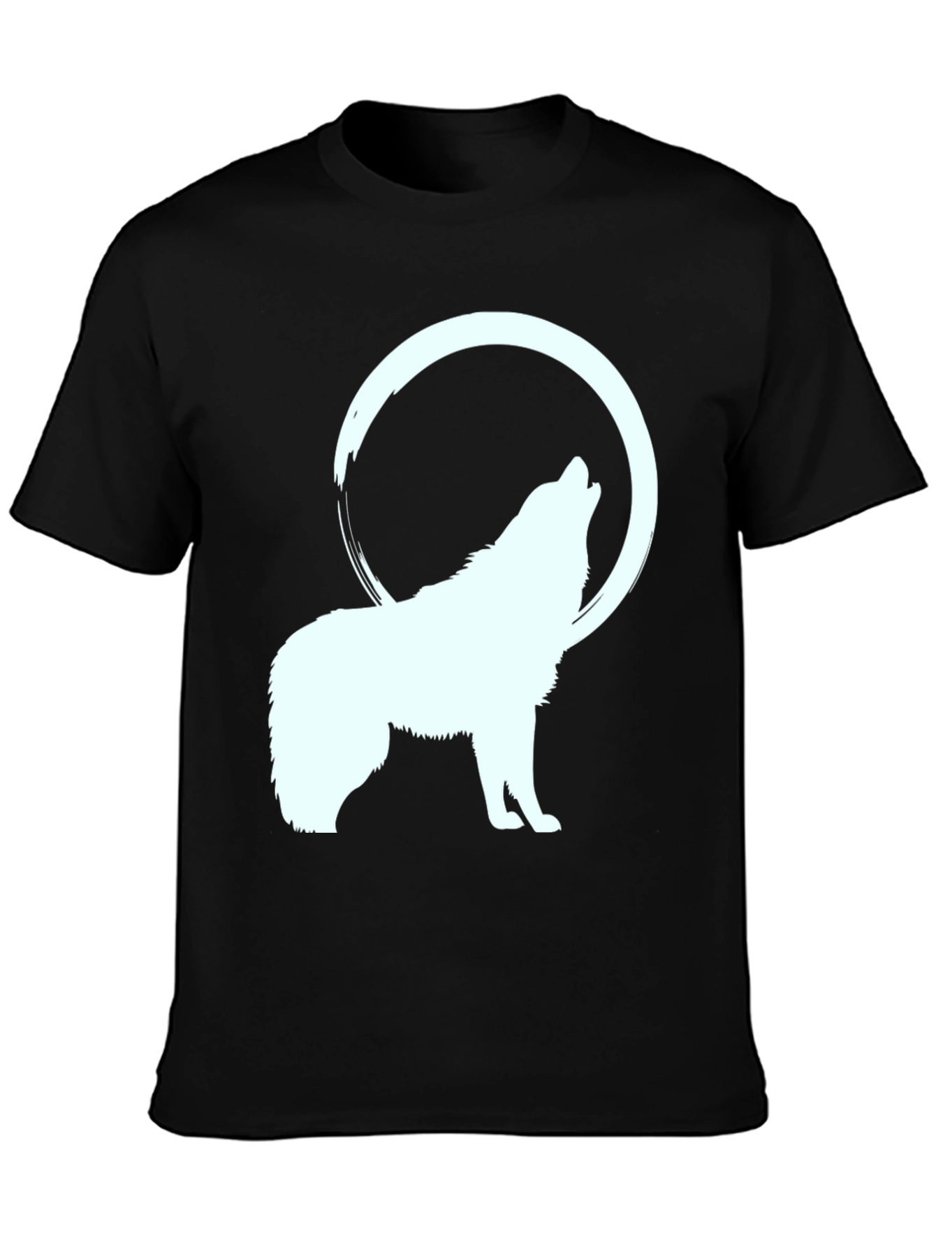 Wolf Howling at Moon Graphic Tee - Black