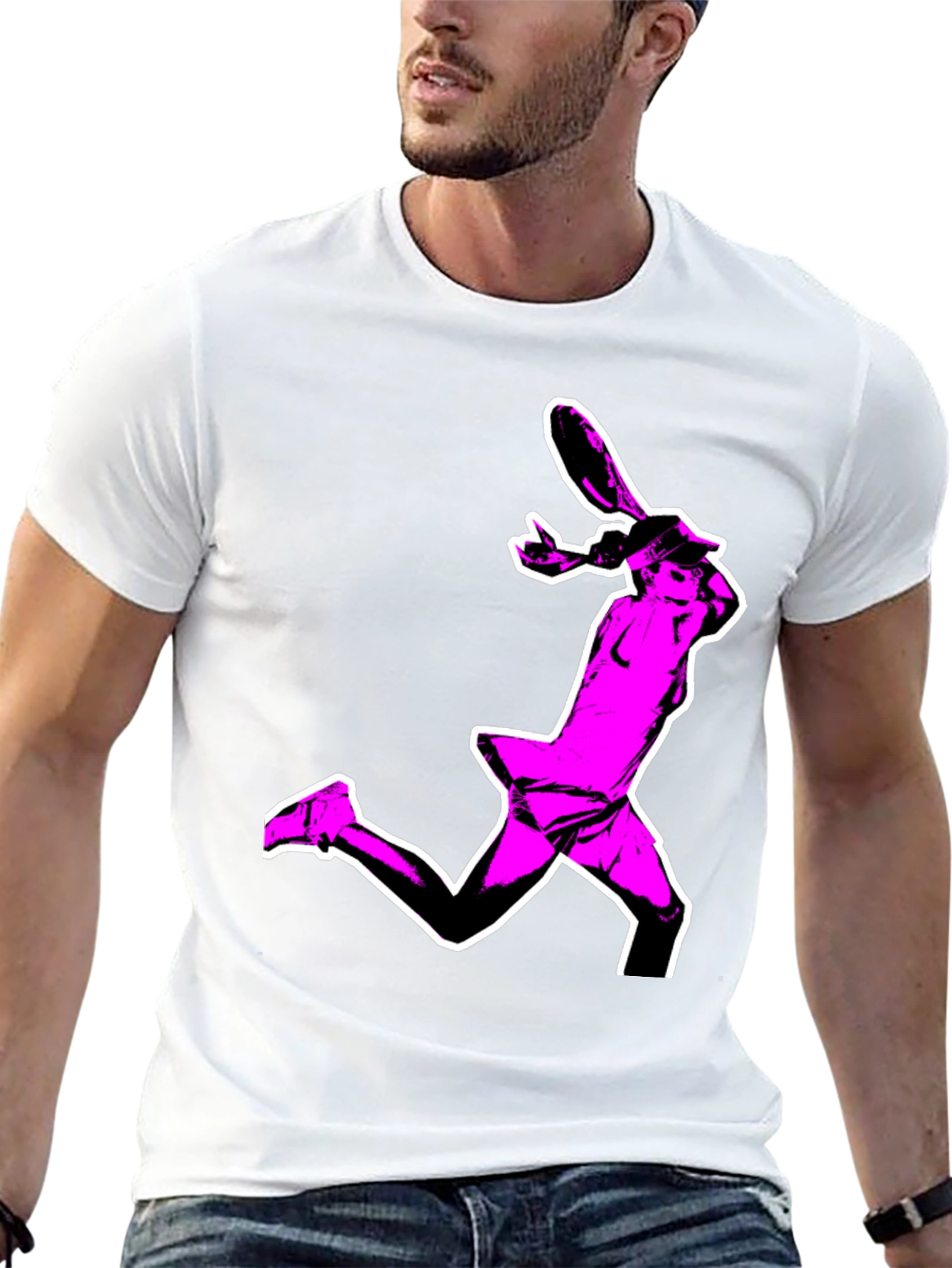 Pop Art Tennis Player Graphic Tee - Black