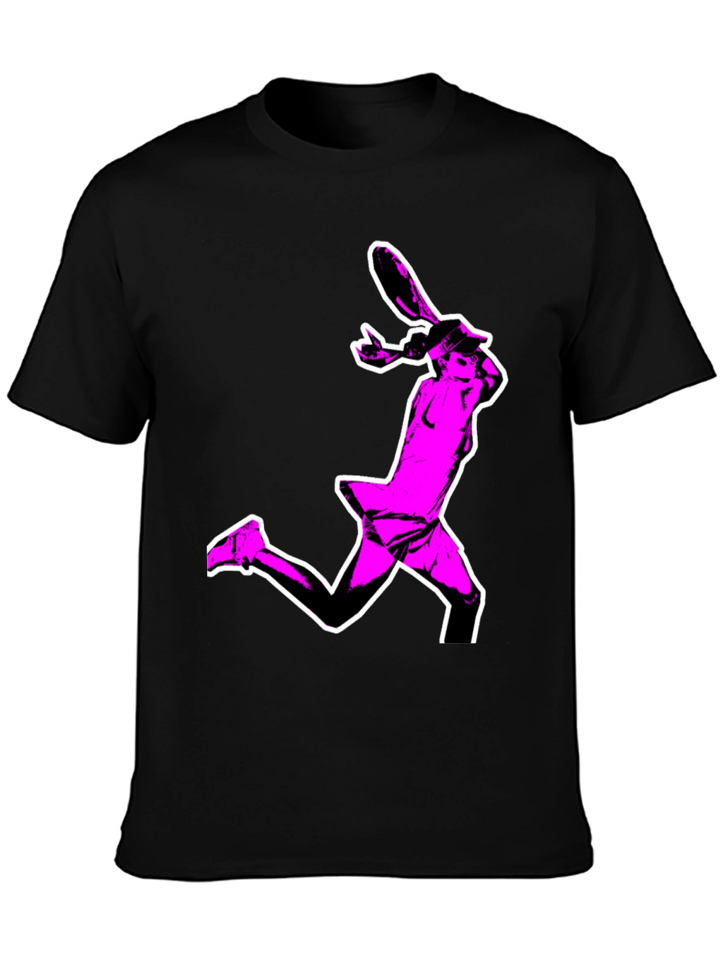 Pop Art Tennis Player Graphic Tee - Black