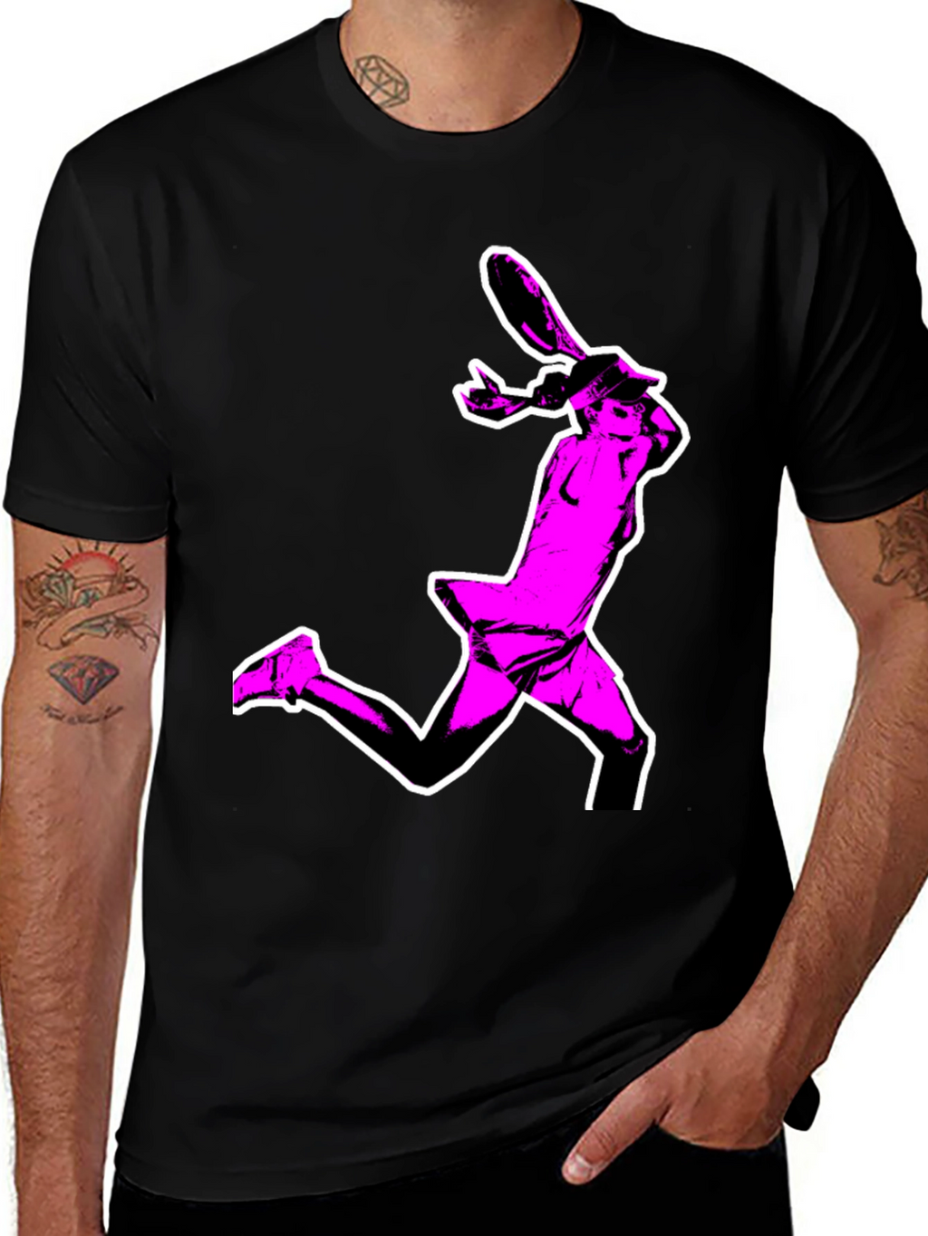 Pop Art Tennis Player Graphic Tee - Black