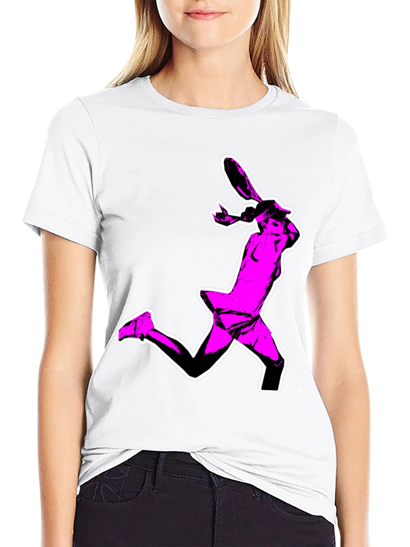 Pop Art Tennis Player Graphic Tee - Black
