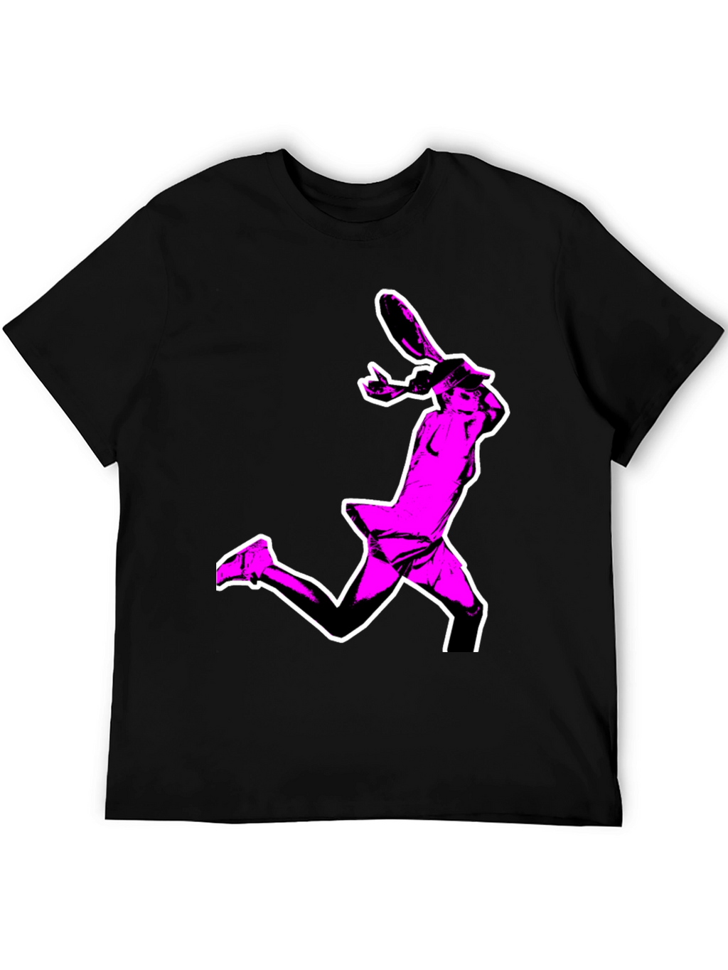Pop Art Tennis Player Graphic Tee - Black