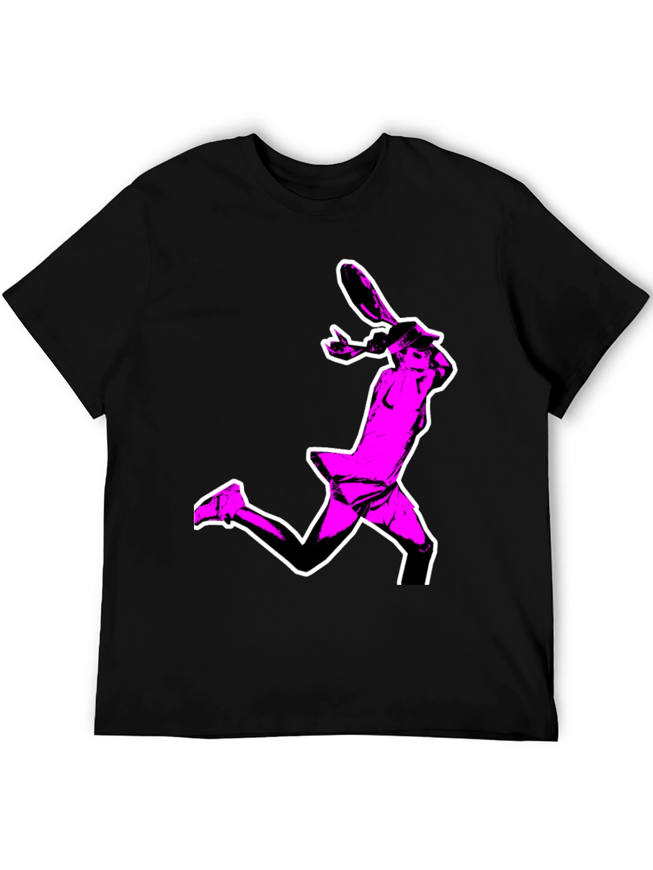 Pop Art Tennis Player Graphic Tee - Black