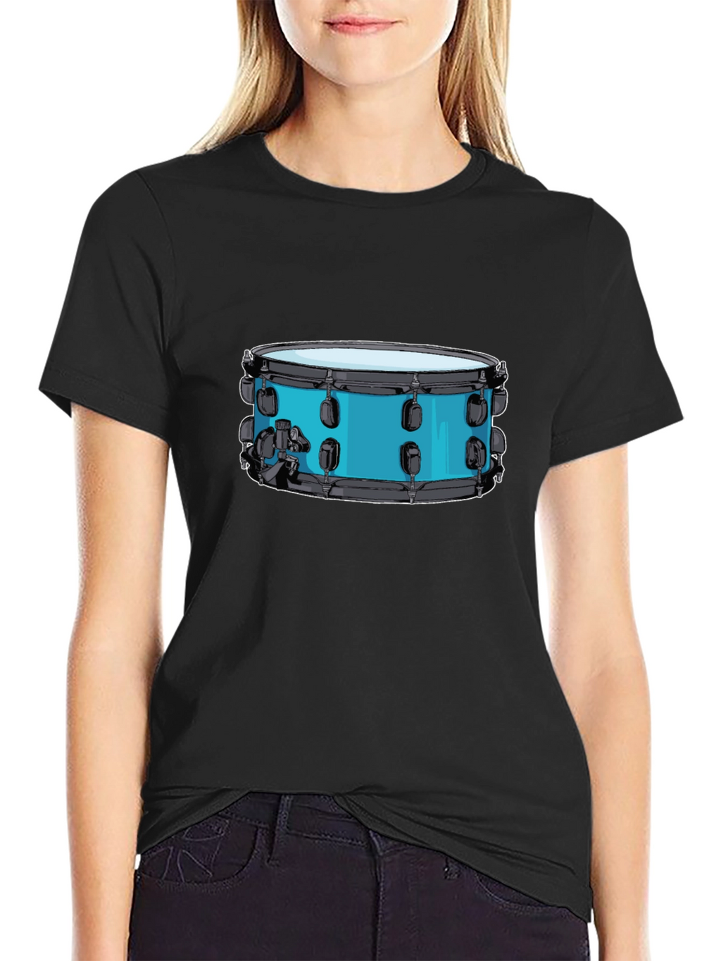 Drum Graphic Tee - Black Cotton T-Shirt