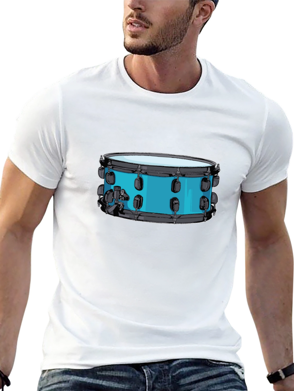 Drum Graphic Tee - Black Cotton T-Shirt