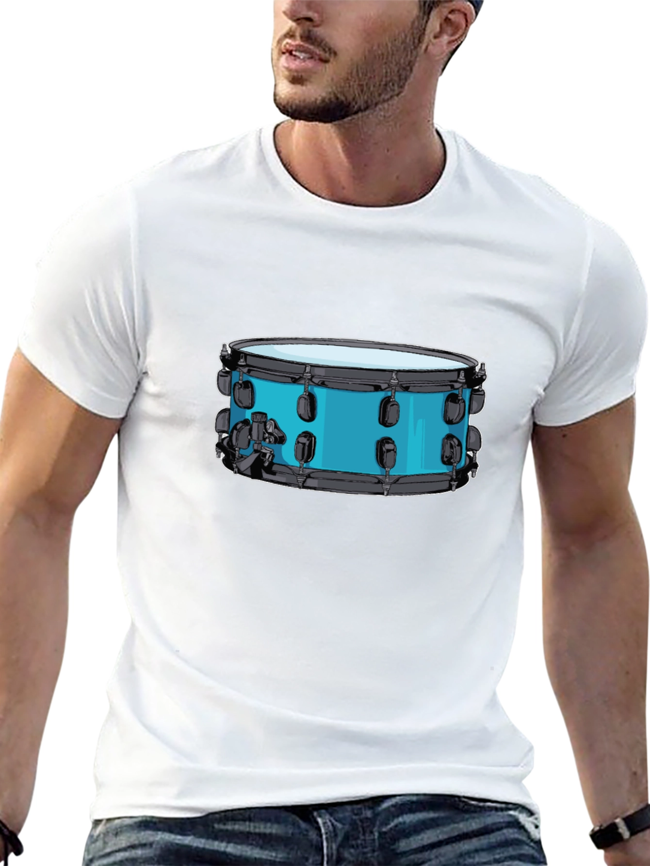 Drum Graphic Tee - Black Cotton T-Shirt