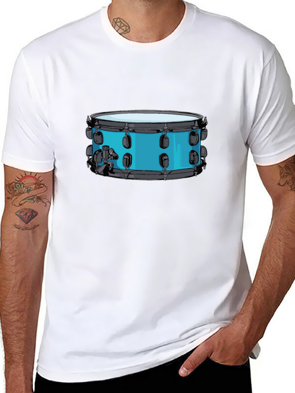 Drum Graphic Tee - Black Cotton T-Shirt