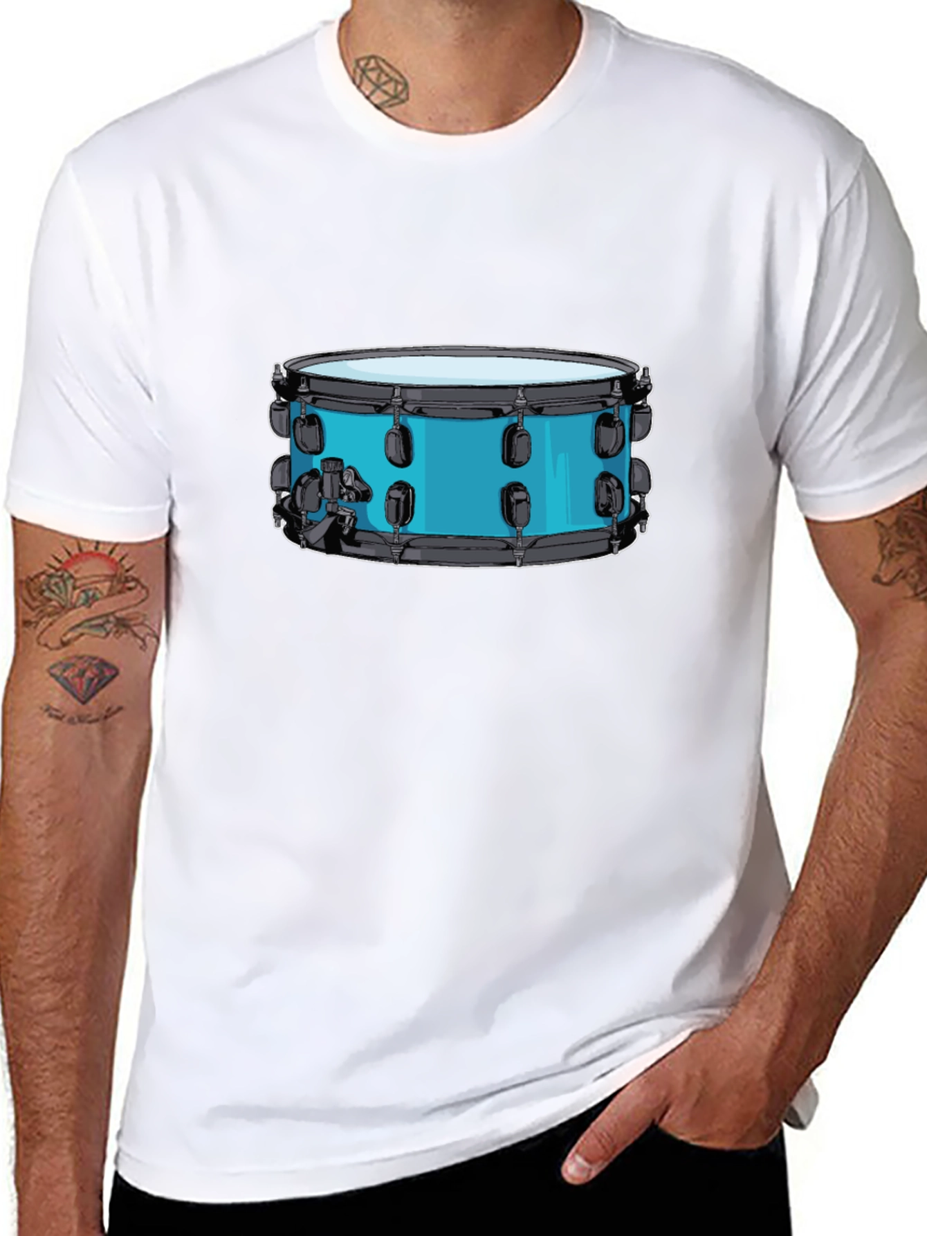 Drum Graphic Tee - Black Cotton T-Shirt