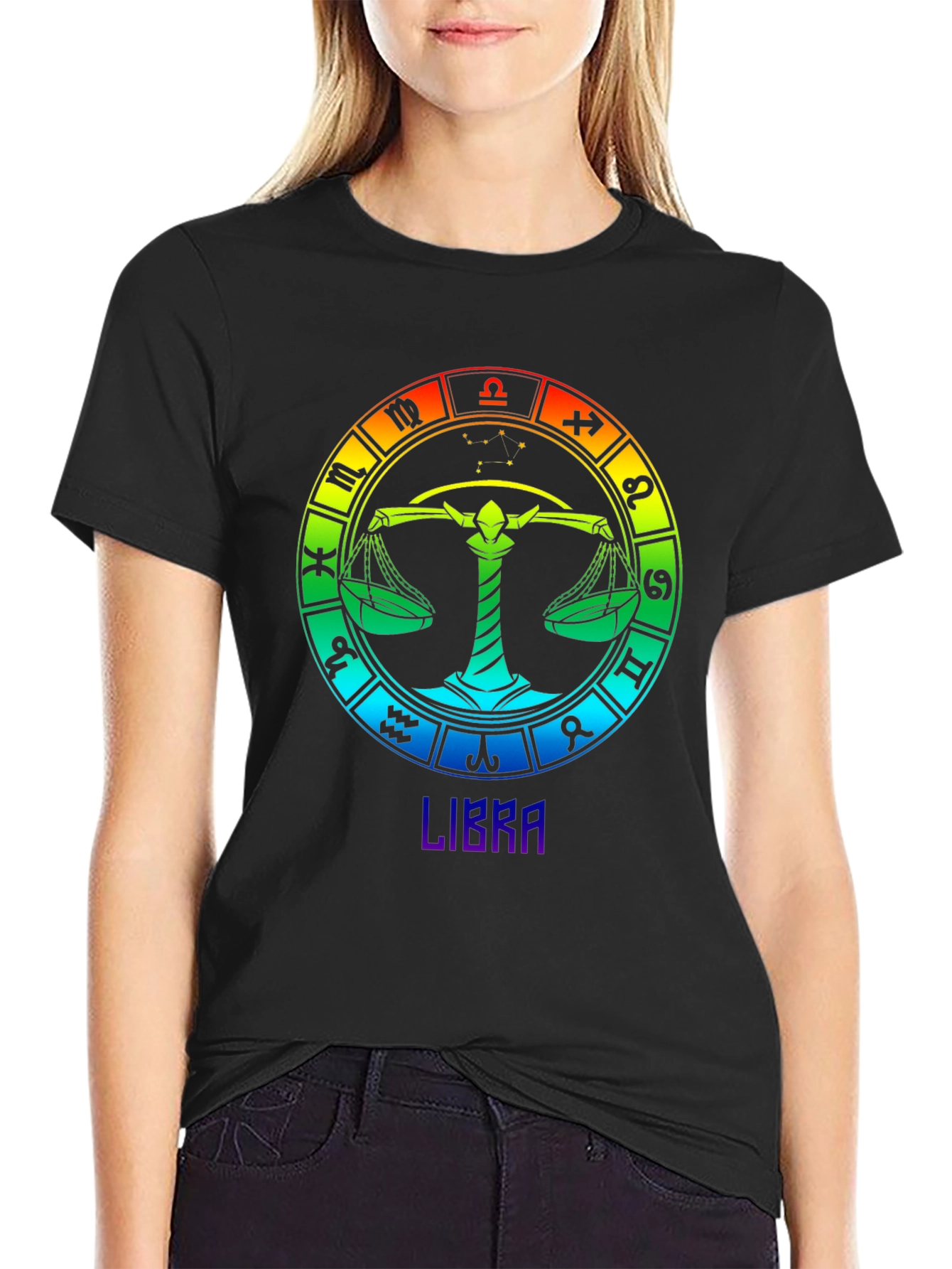 Libra Zodiac T-Shirt - Rainbow Astrological Sign Tee