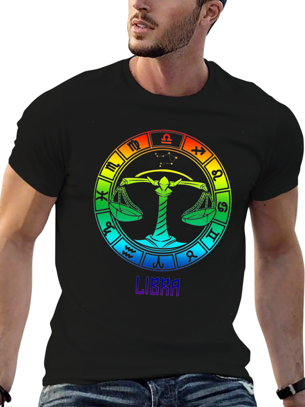 Libra Zodiac T-Shirt - Rainbow Astrological Sign Tee