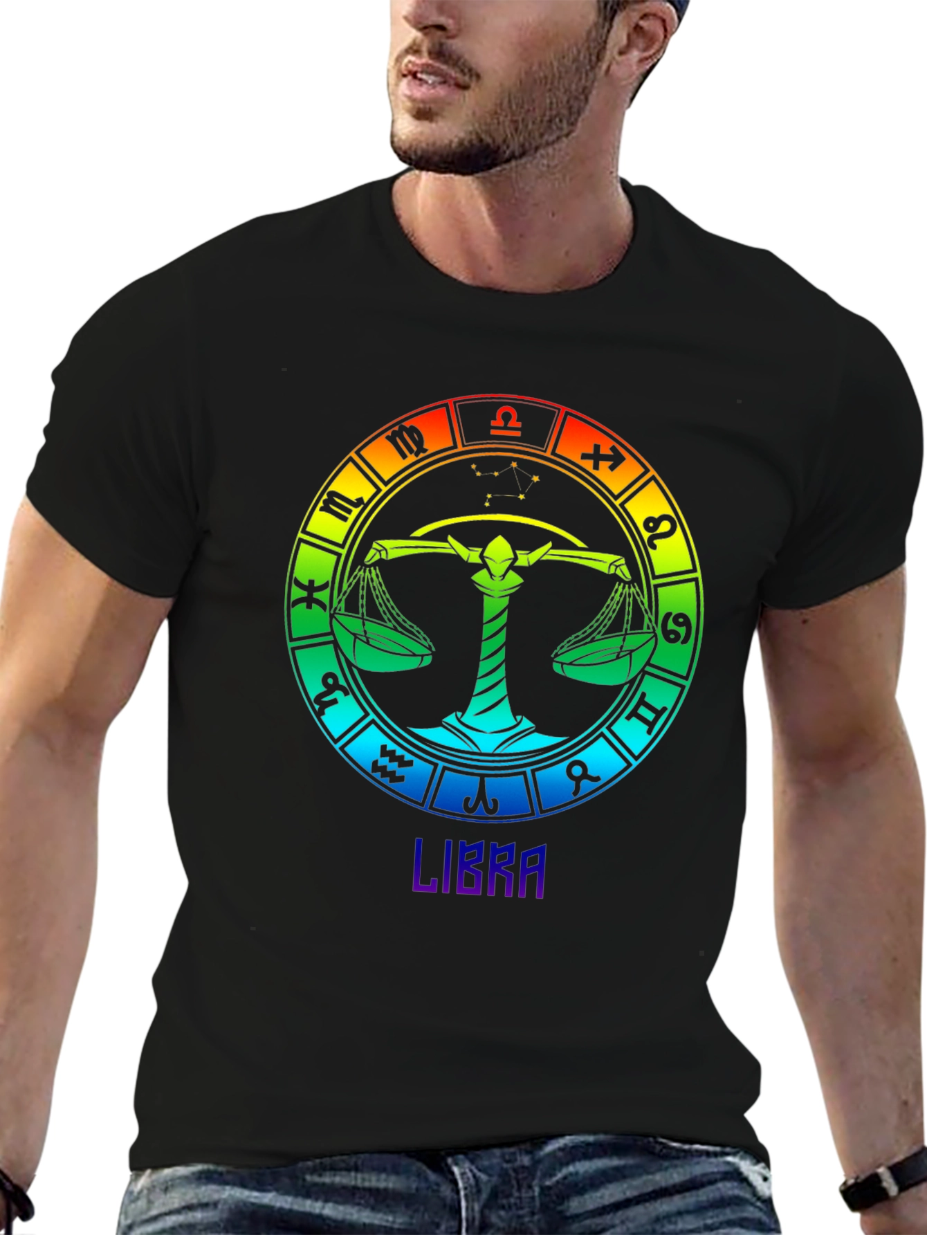 Libra Zodiac T-Shirt - Rainbow Astrological Sign Tee
