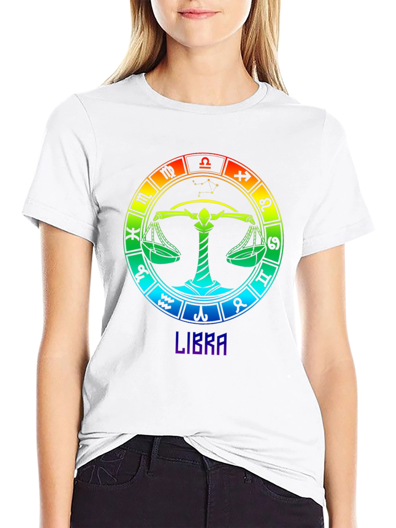 Libra Zodiac T-Shirt - Rainbow Astrological Sign Tee
