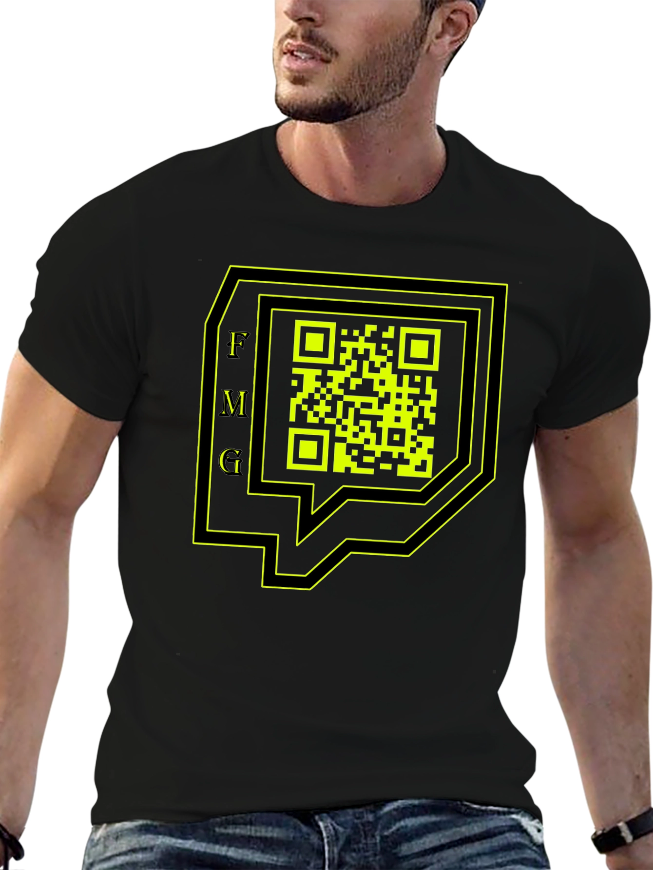 FMG QR Code Graphic Black T-Shirt