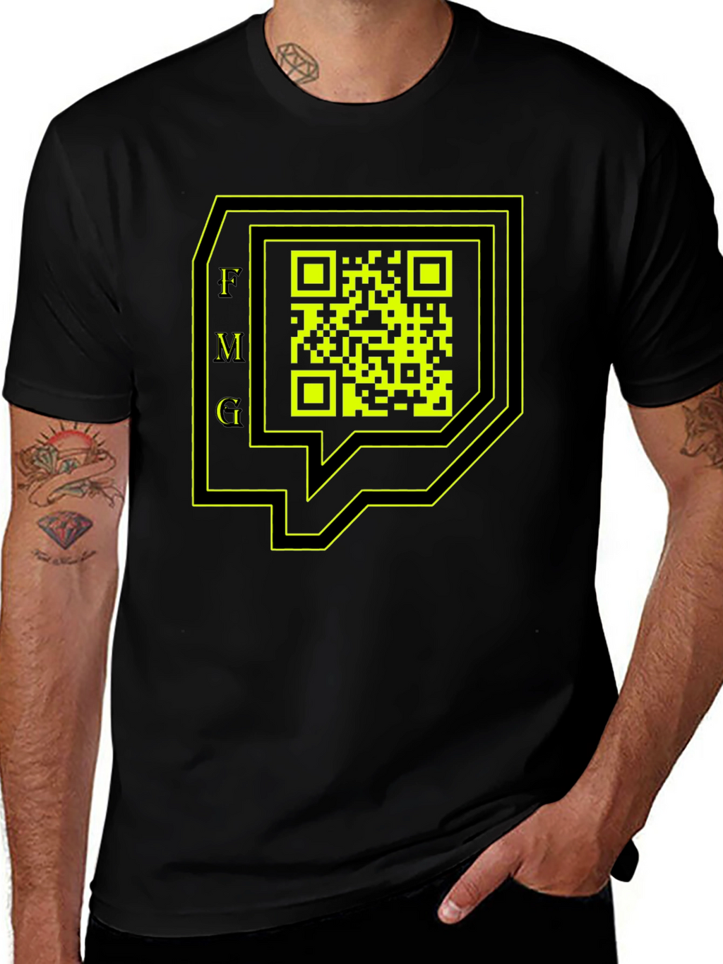 FMG QR Code Graphic Black T-Shirt