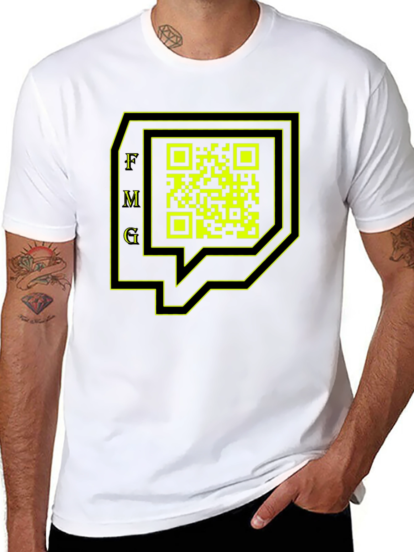 FMG QR Code Graphic Black T-Shirt