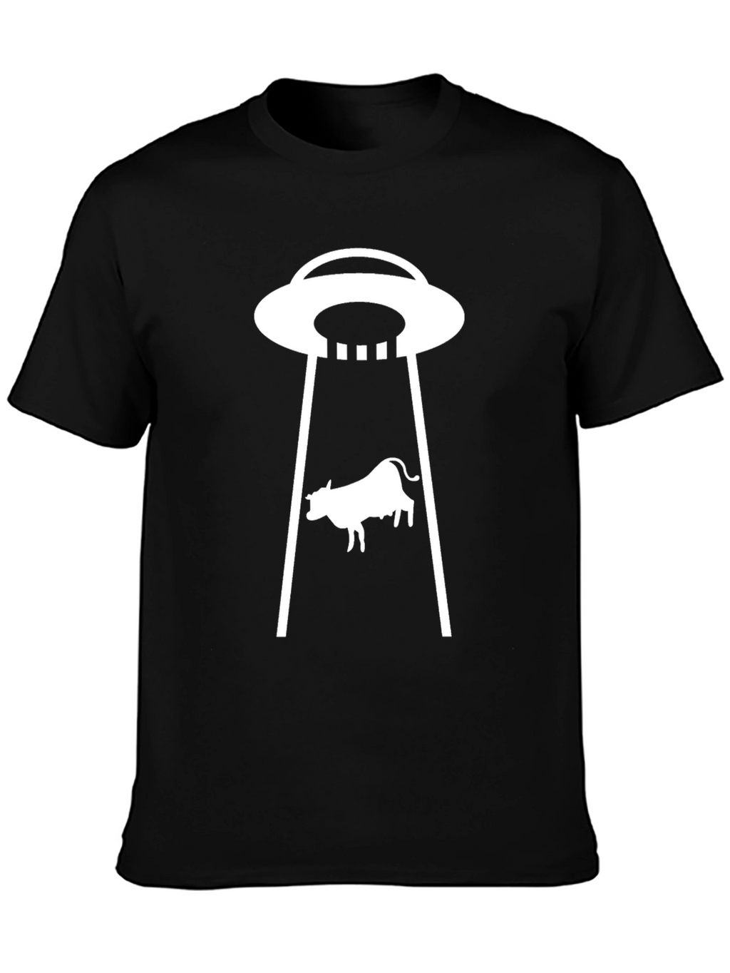 UFO Cow Abduction Black T-Shirt