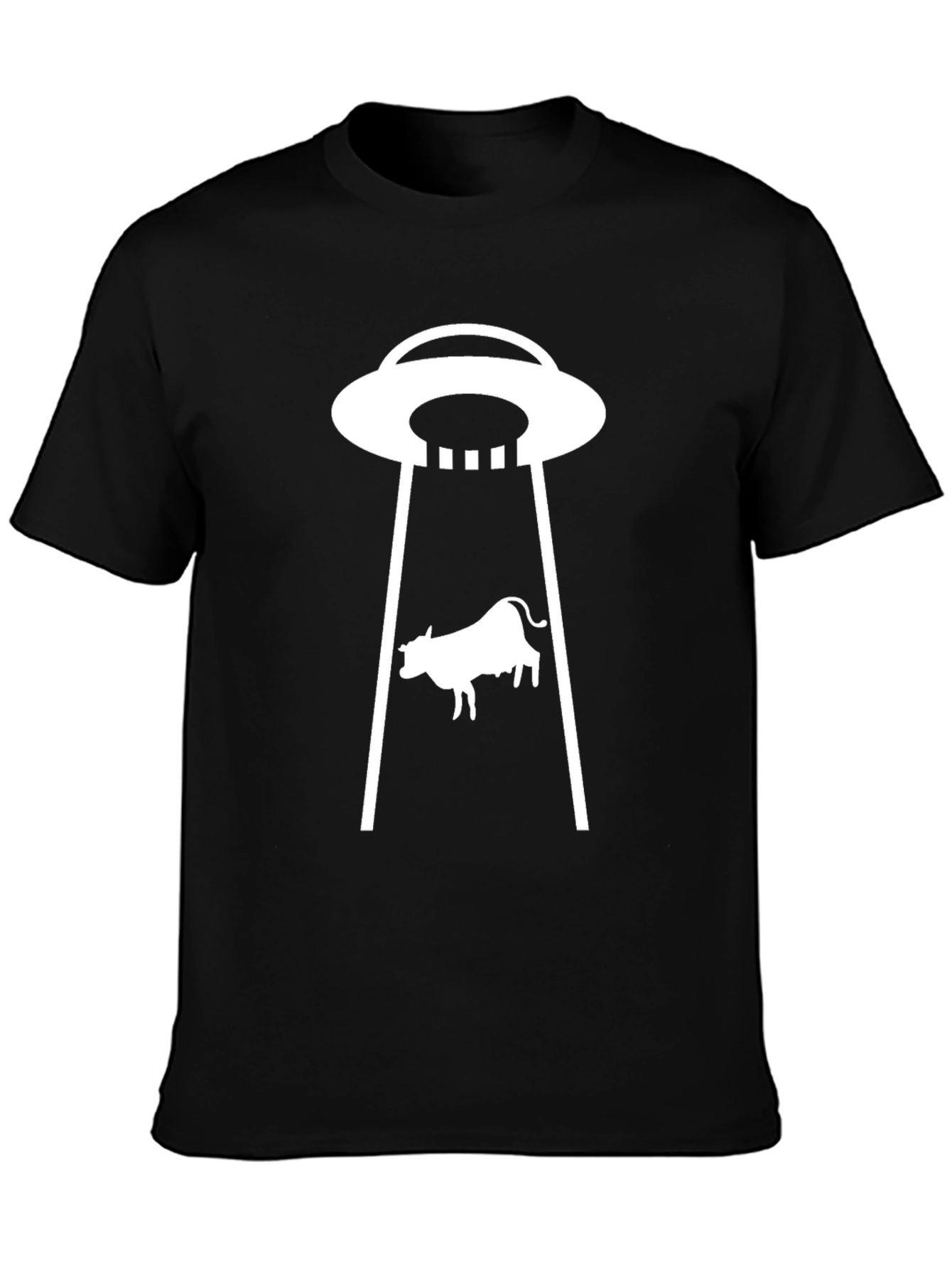 UFO Cow Abduction Black T-Shirt