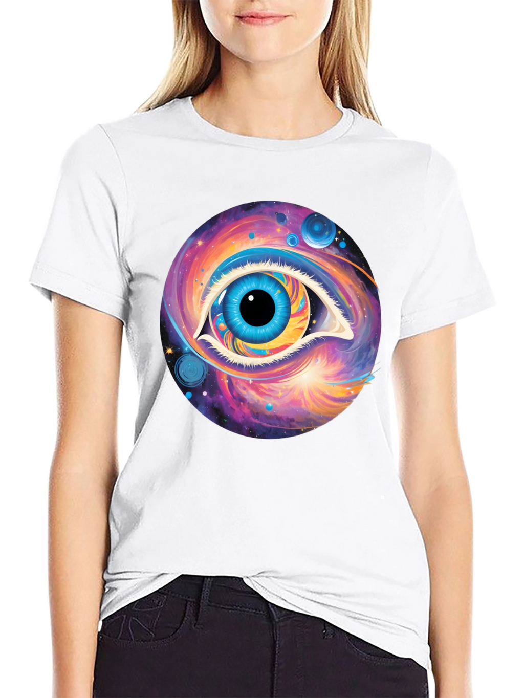 Cosmic Eye Graphic Tee - Black Cotton Comfort