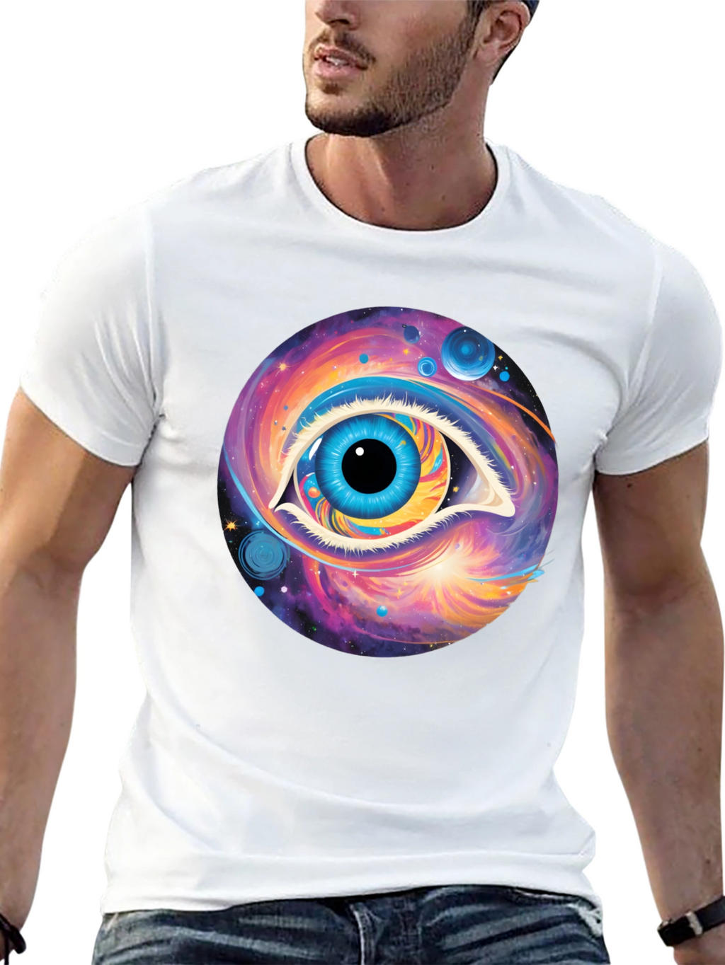Cosmic Eye Graphic Tee - Black Cotton Comfort