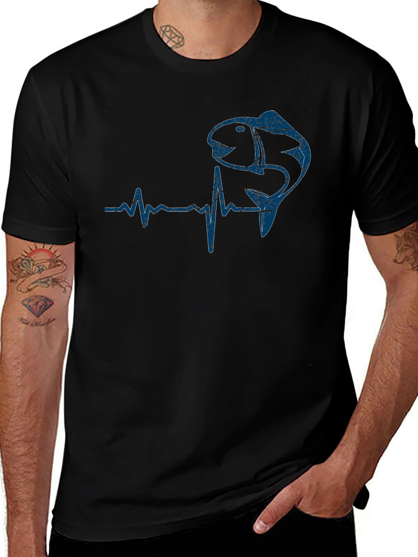 Fishing Heartbeat Graphic Tee
