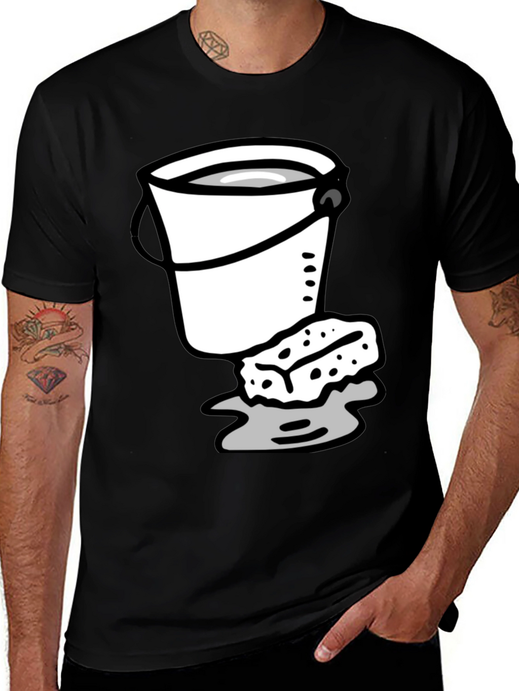 Bucket and Sponge Graphic Tee - Black