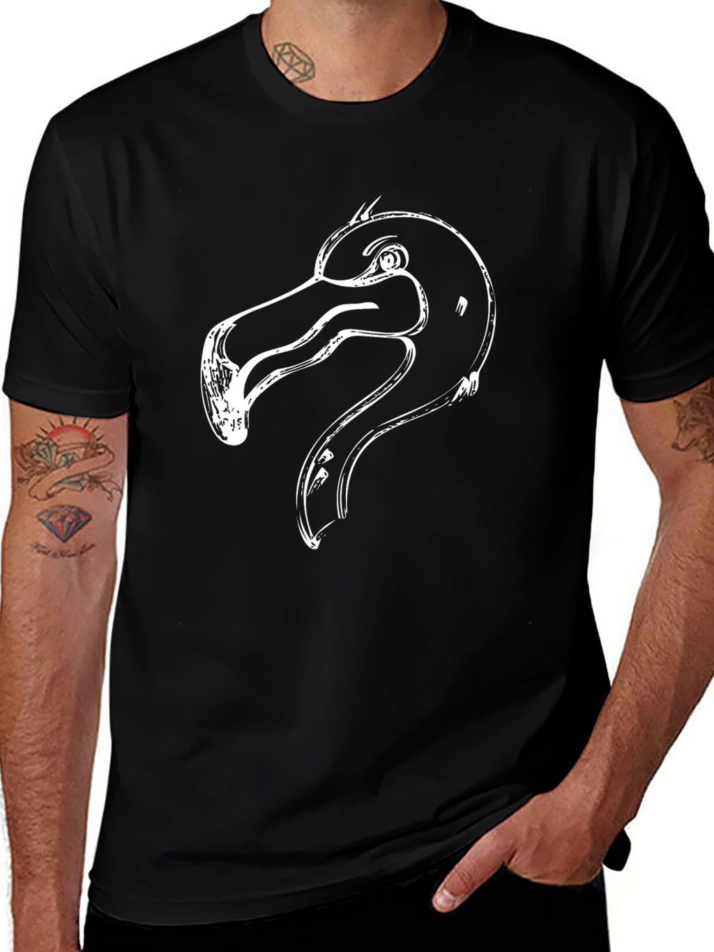 Black Flamingo Graphic Tee - Stylish Mens T-Shirt