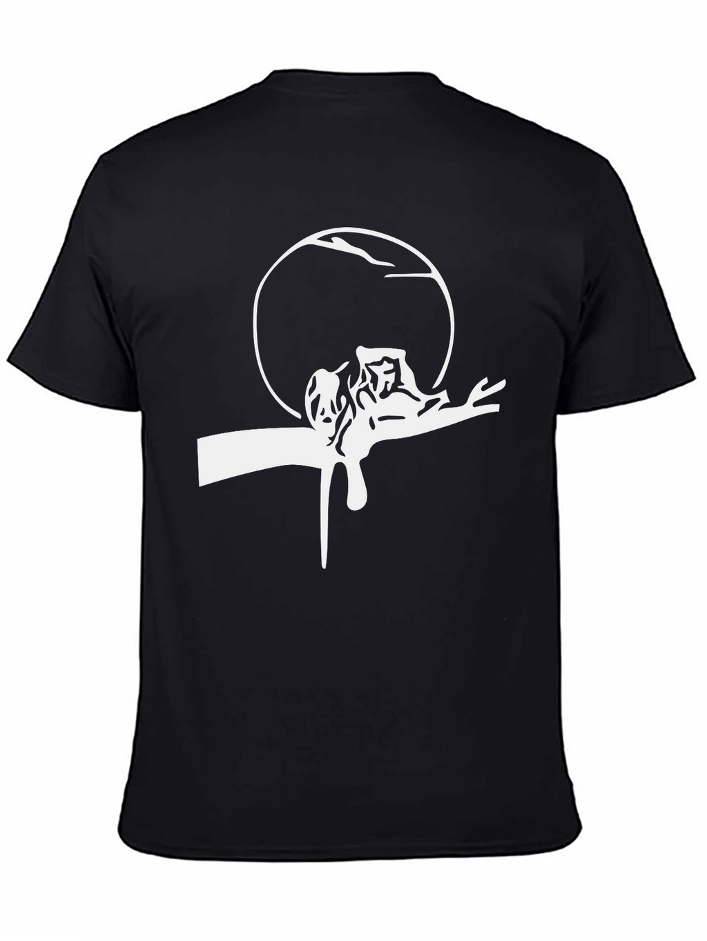 Mens Black Tee with White Surrealist Graphic