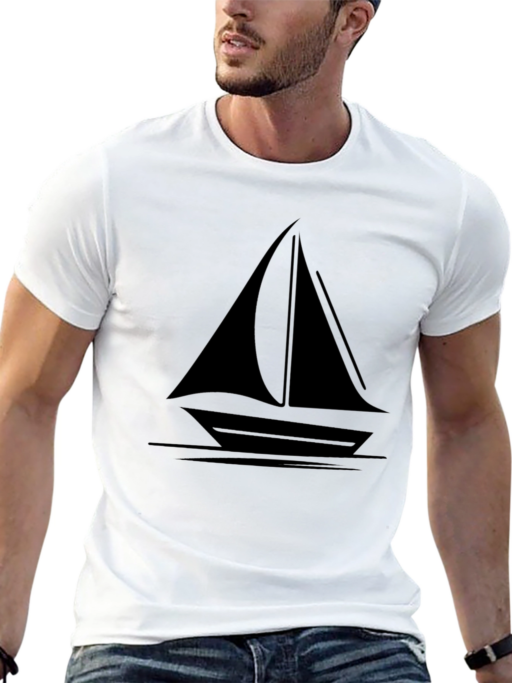 Nautical Sailboat T-Shirt - Black