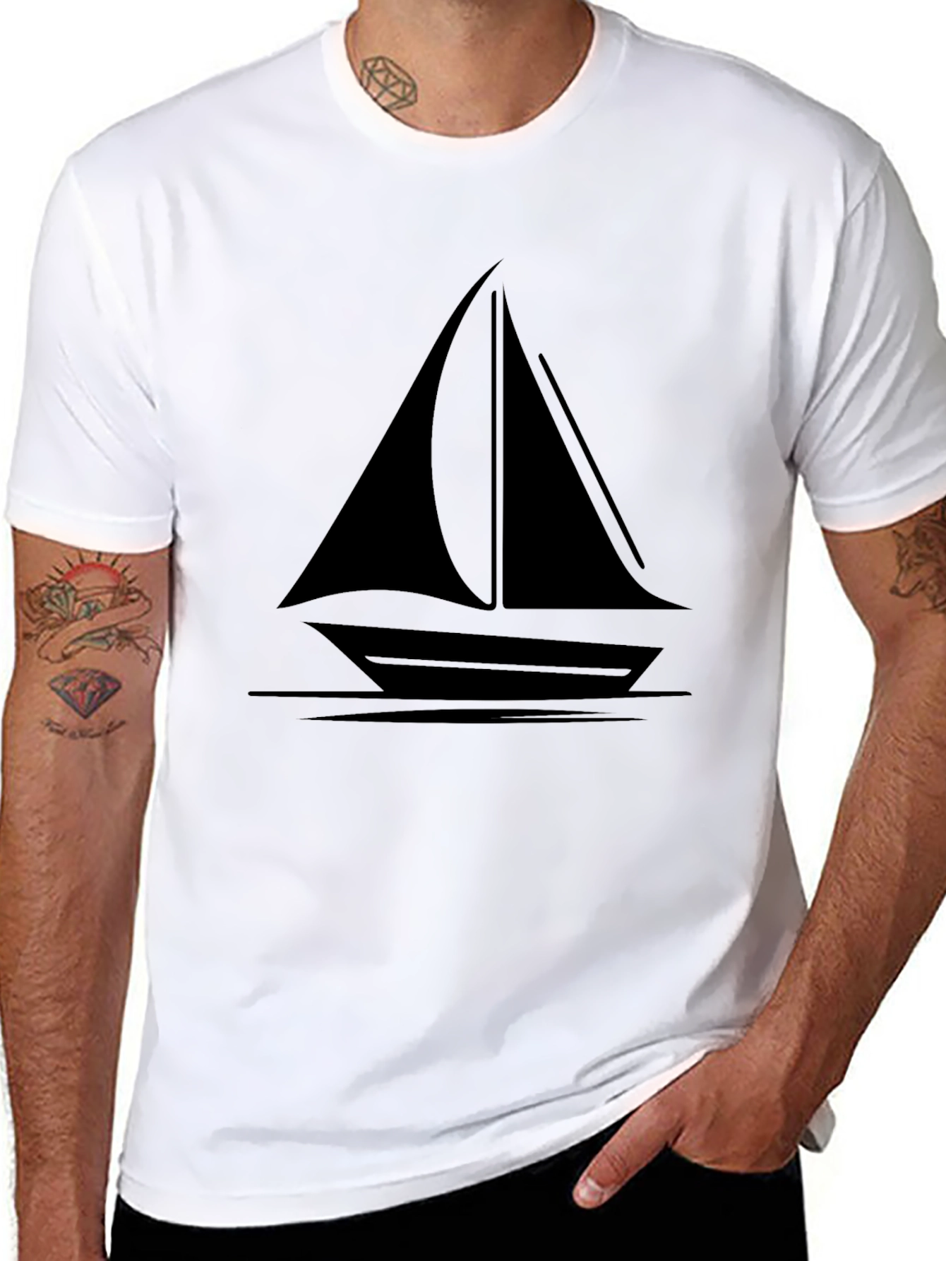 Nautical Sailboat T-Shirt - Black