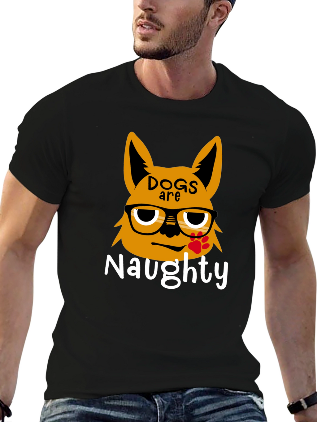 Naughty Dogs Graphic Tee - Black Casual T-Shirt