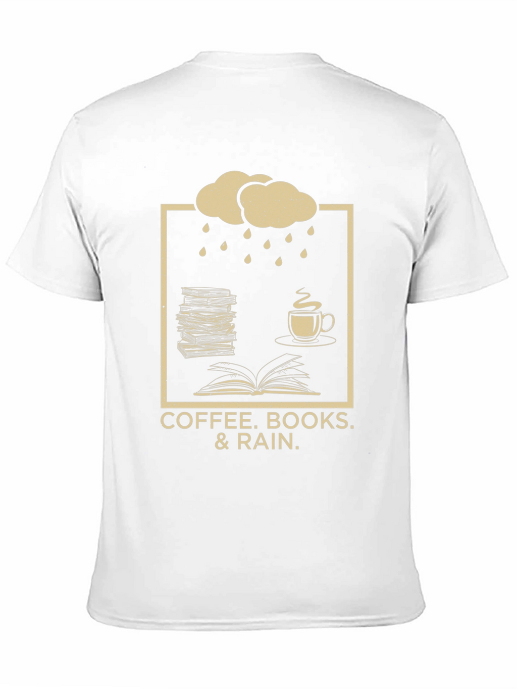 Coffee Books Rain T-Shirt - Cozy Weather Apparel