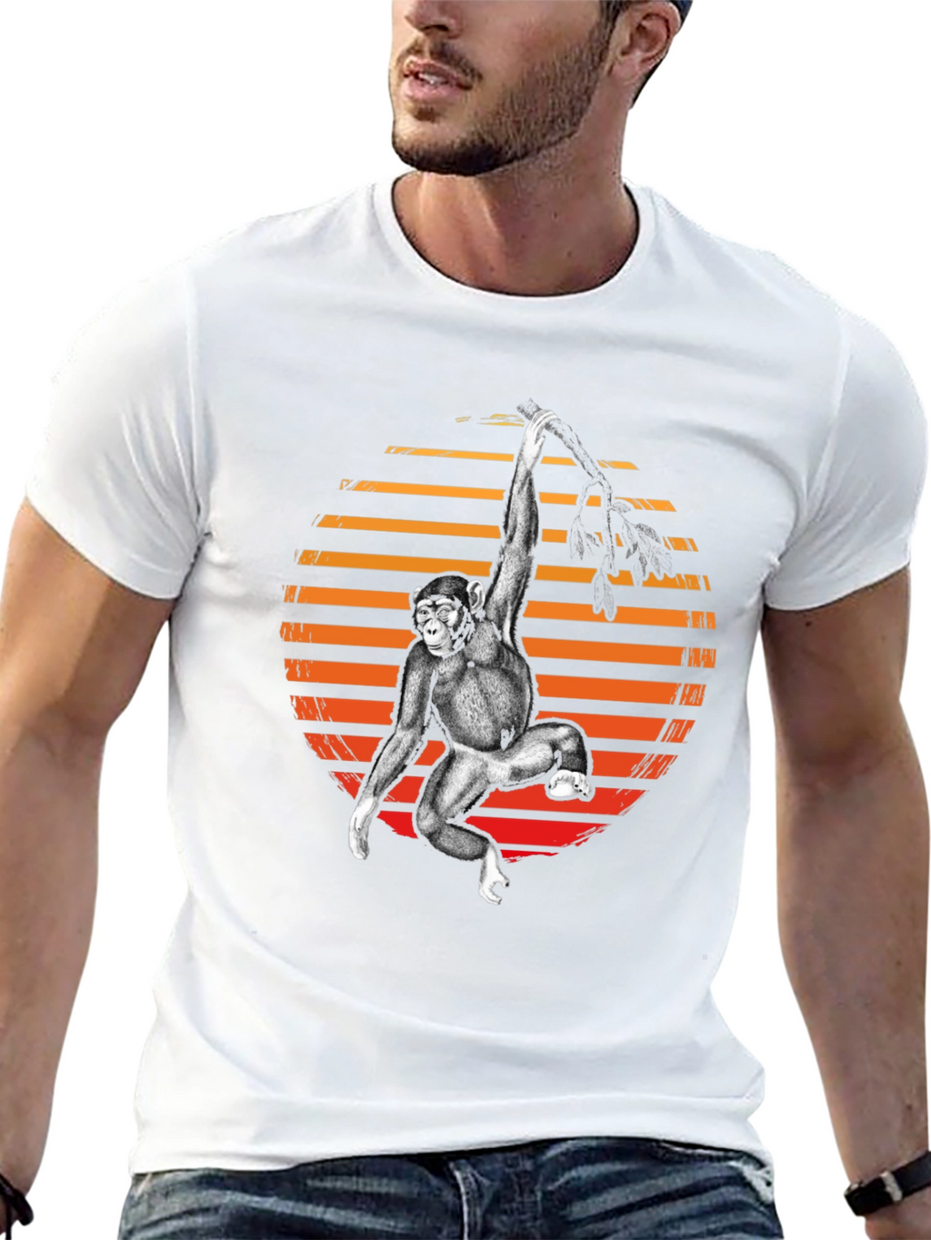 Monkey Retro Sunset Graphic Tee
