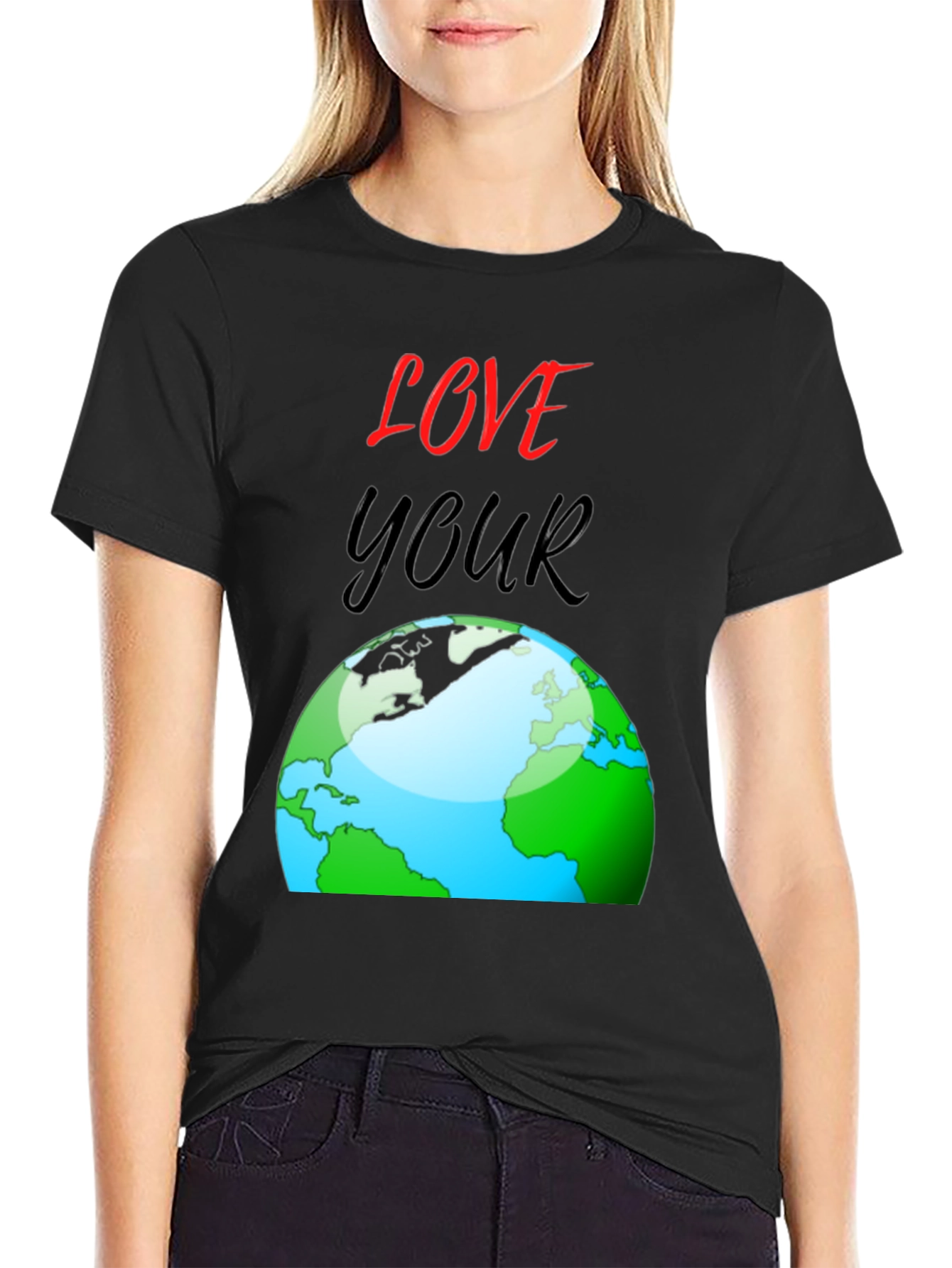 Love Your Earth T-Shirt - Black Cotton Graphic Tee