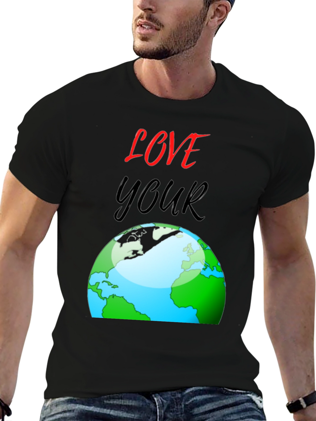 Love Your Earth T-Shirt - Black Cotton Graphic Tee
