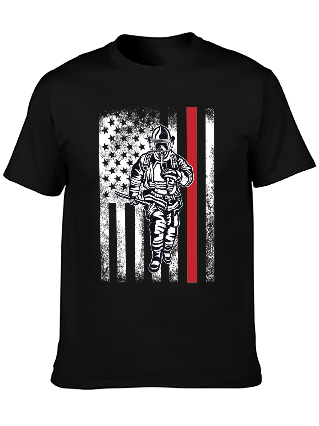 Firefighter American Flag Graphic T-Shirt