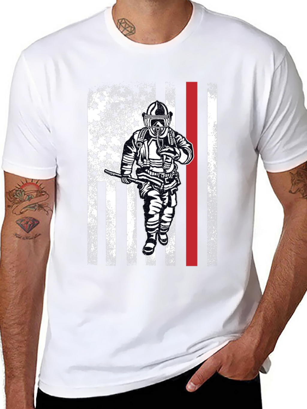 Firefighter American Flag Graphic T-Shirt
