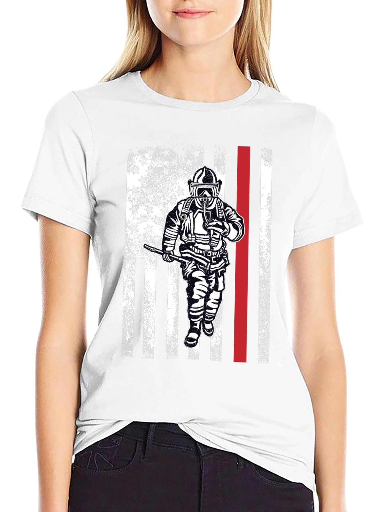Firefighter American Flag Graphic T-Shirt