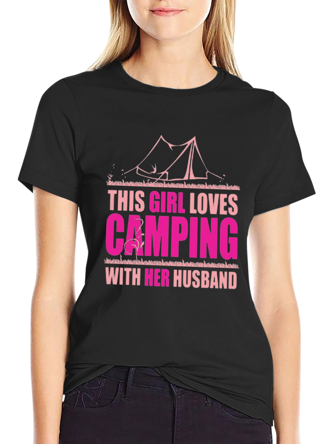 Camping Lover T-Shirt - This Girl Loves Camping With Her Husband