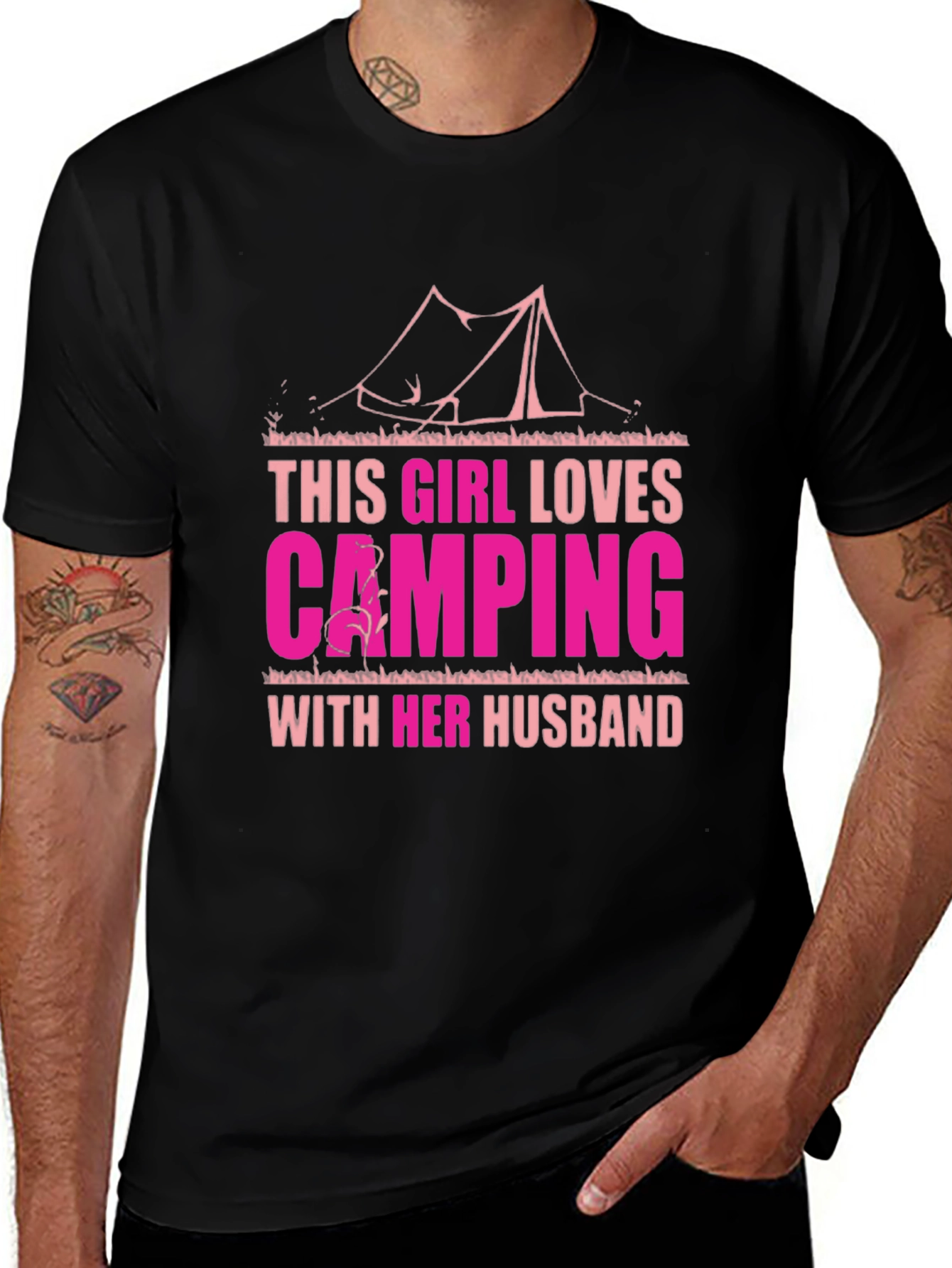 Camping Lover T-Shirt - This Girl Loves Camping With Her Husband