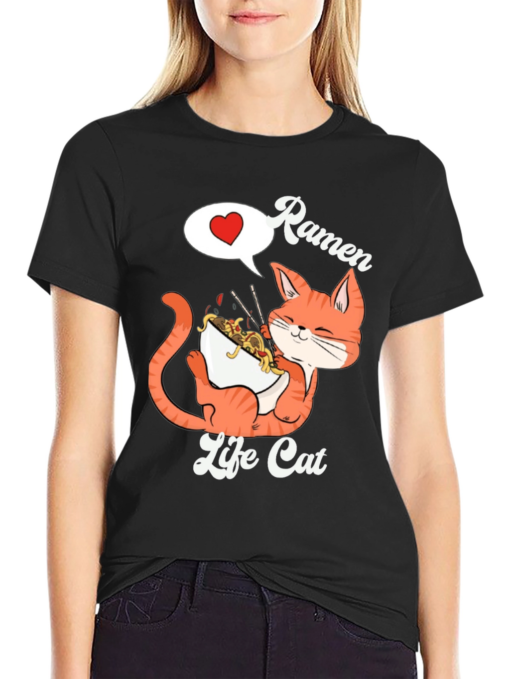 Ramen Life Cat Graphic T-Shirt