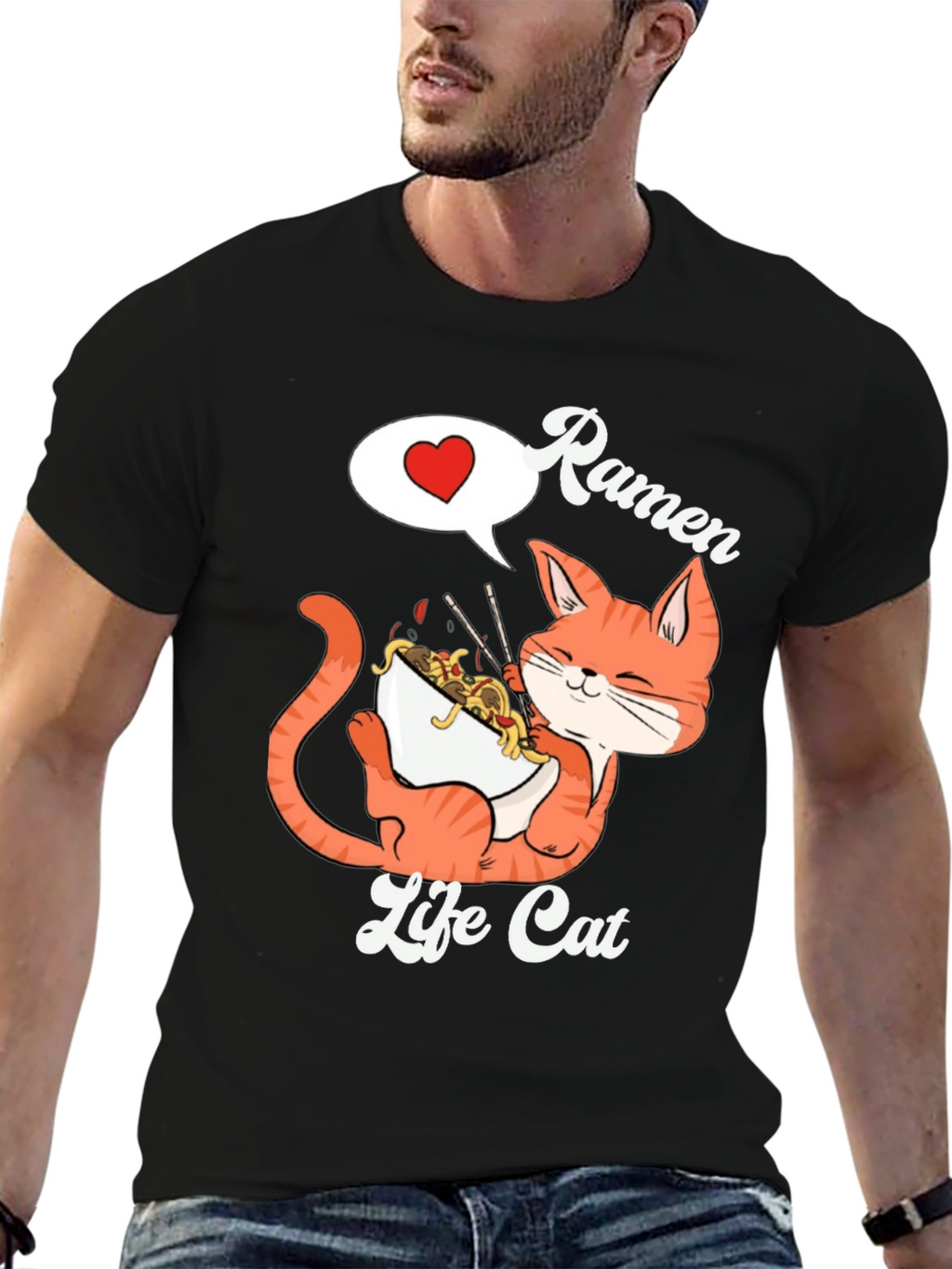 Ramen Life Cat Graphic T-Shirt