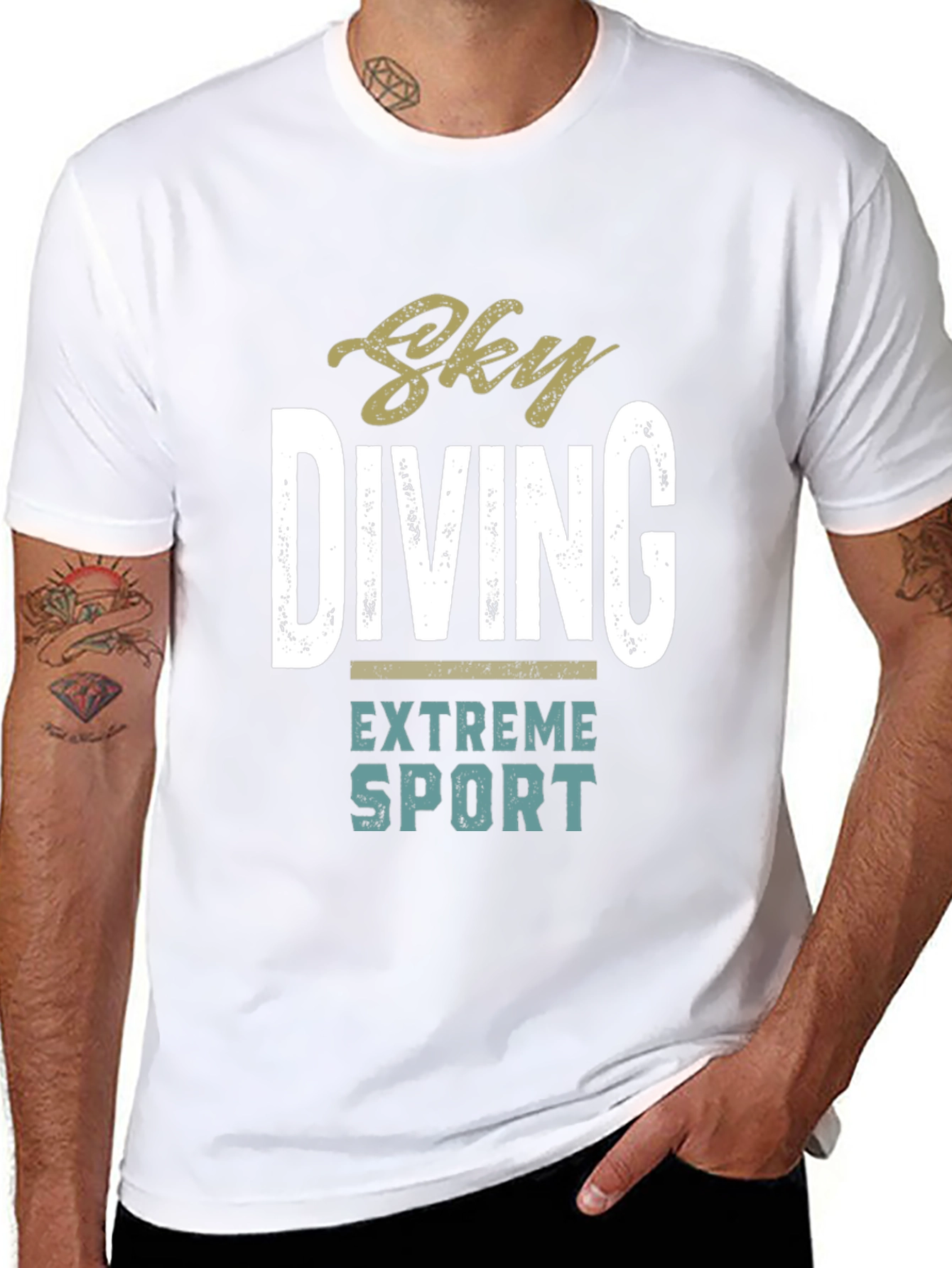 Sky Diving Extreme Sport Black Graphic T-Shirt
