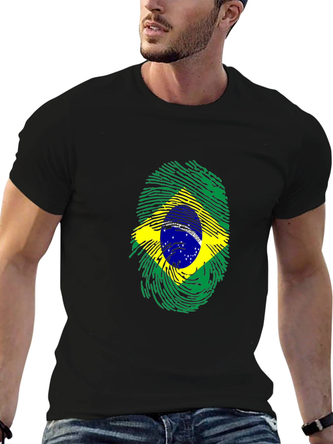 Brazil Flag Fingerprint Graphic Tee