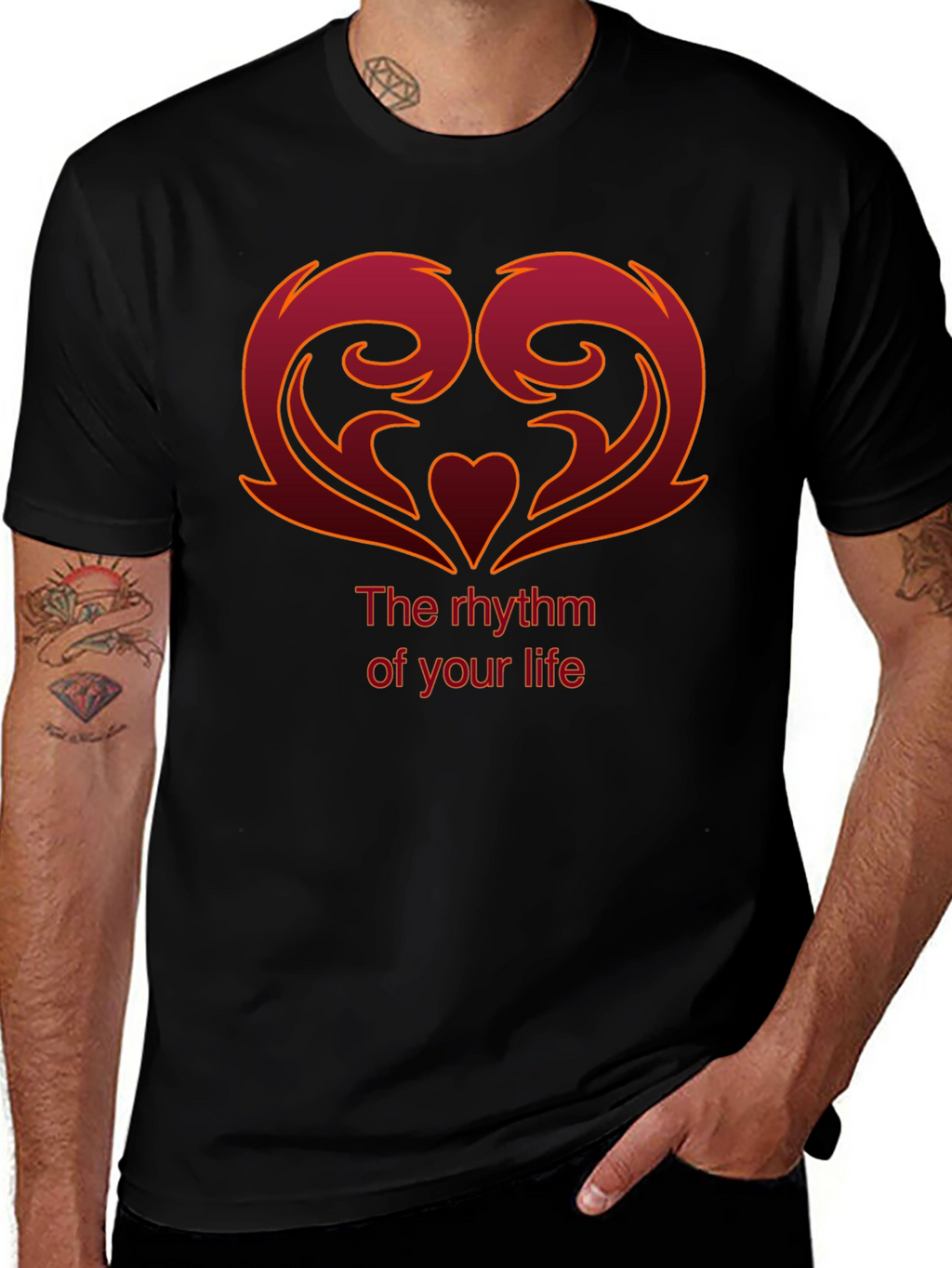 Rhythm of Life Graphic Tee - Modern Heart Design