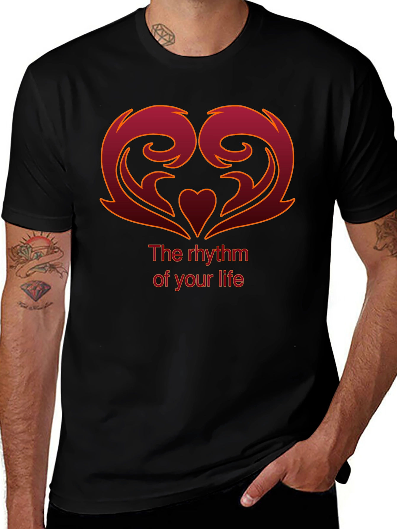 Rhythm of Life Graphic Tee - Modern Heart Design