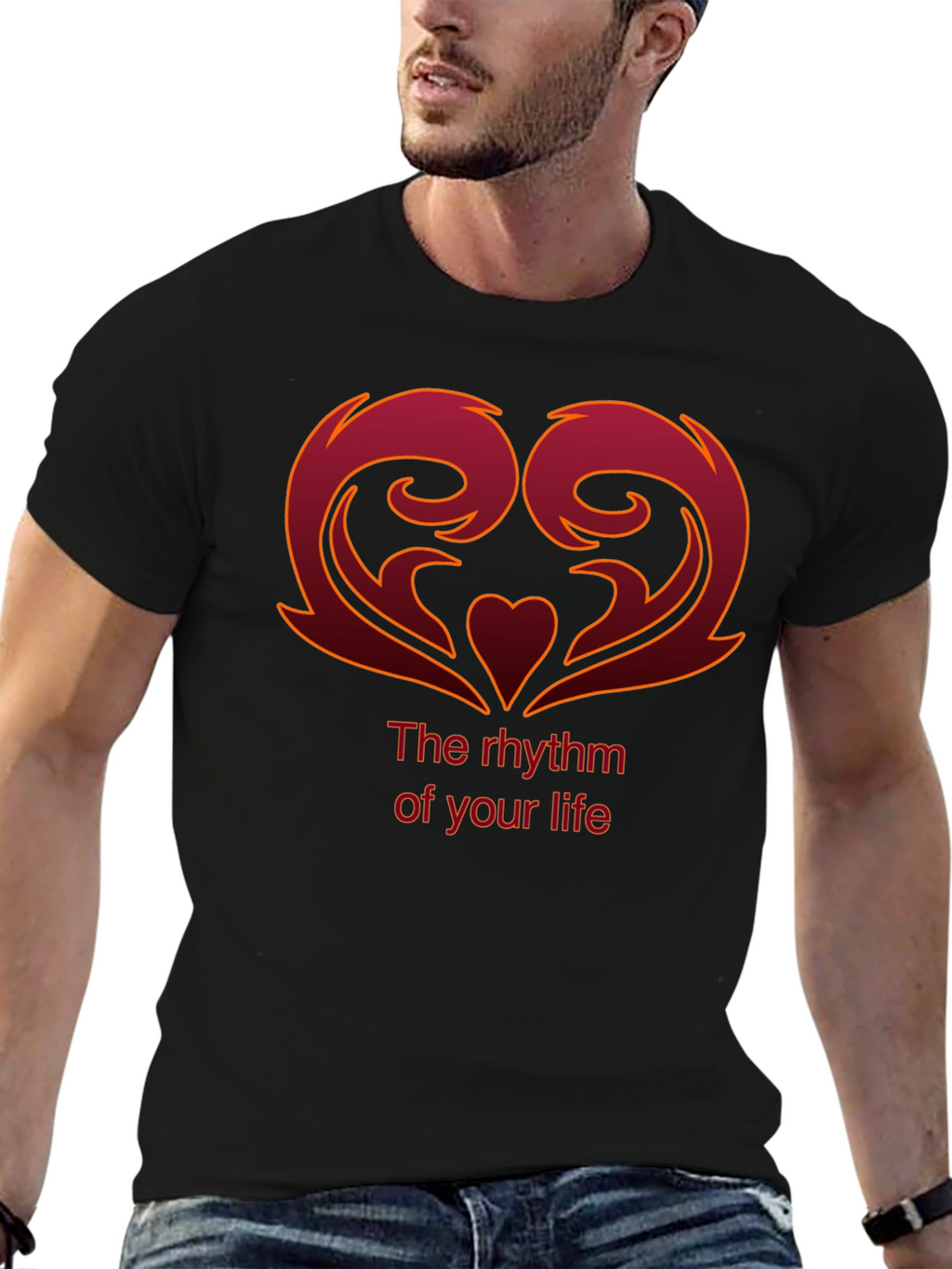 Rhythm of Life Graphic Tee - Modern Heart Design