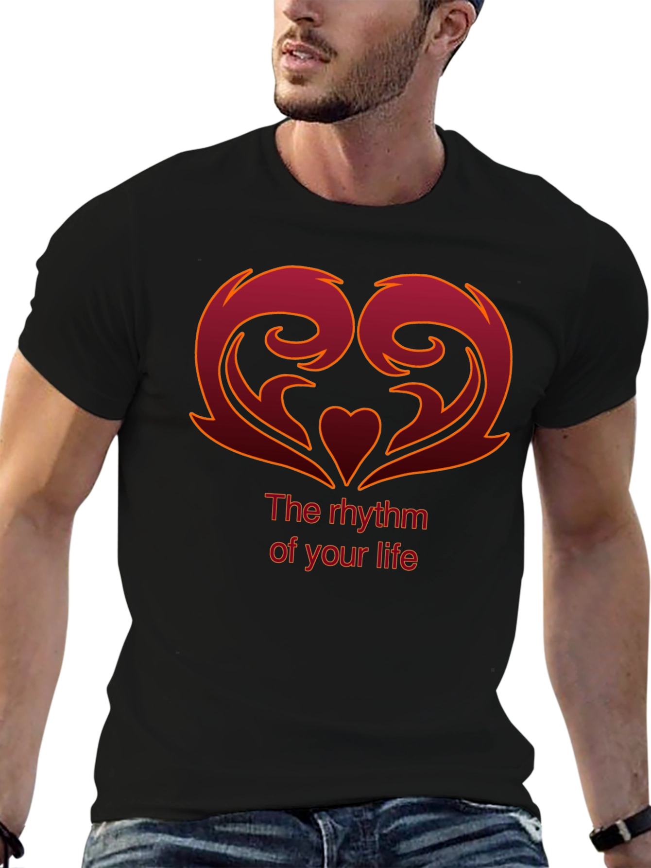 Rhythm of Life Graphic Tee - Modern Heart Design