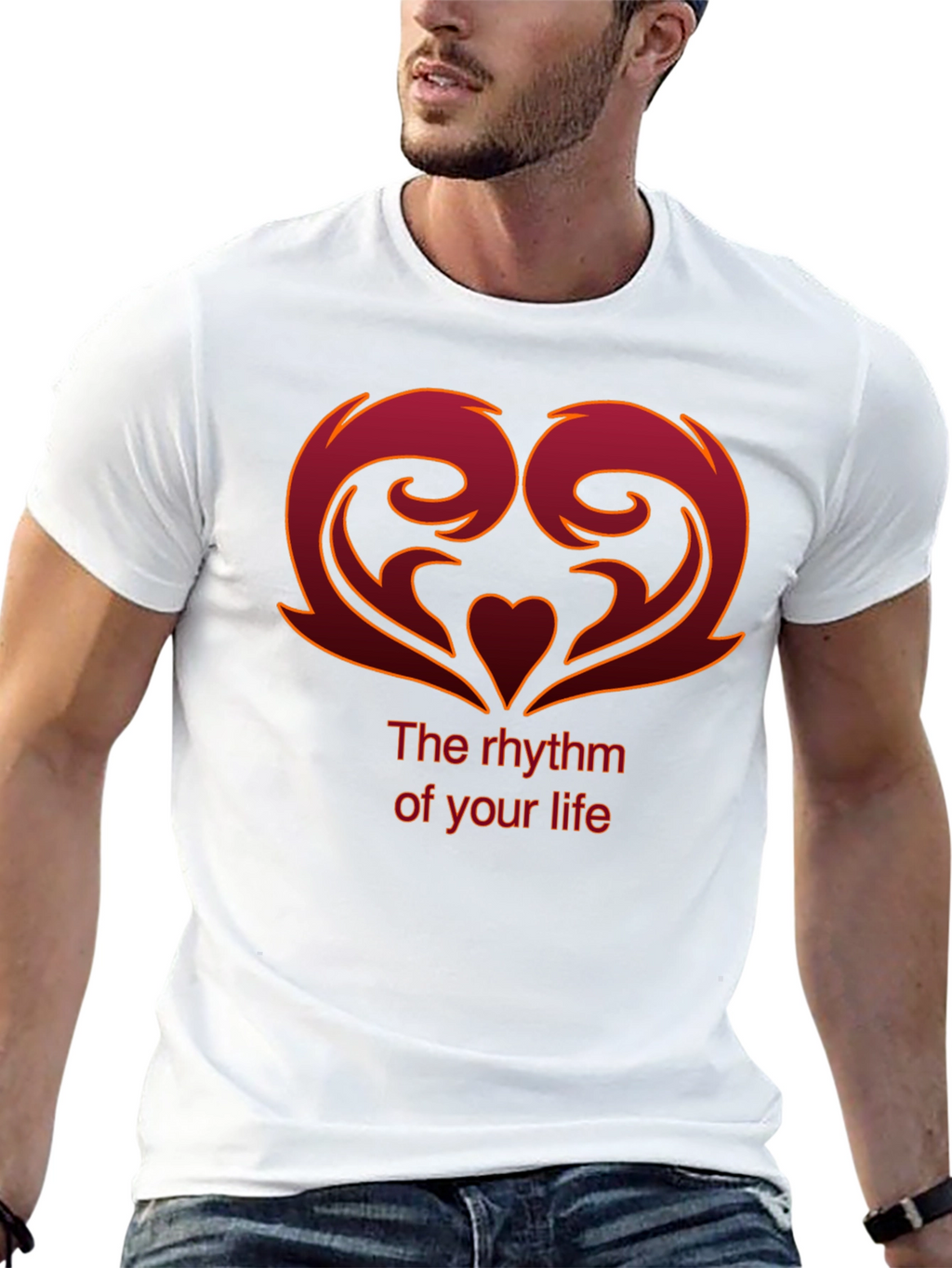 Rhythm of Life Graphic Tee - Modern Heart Design