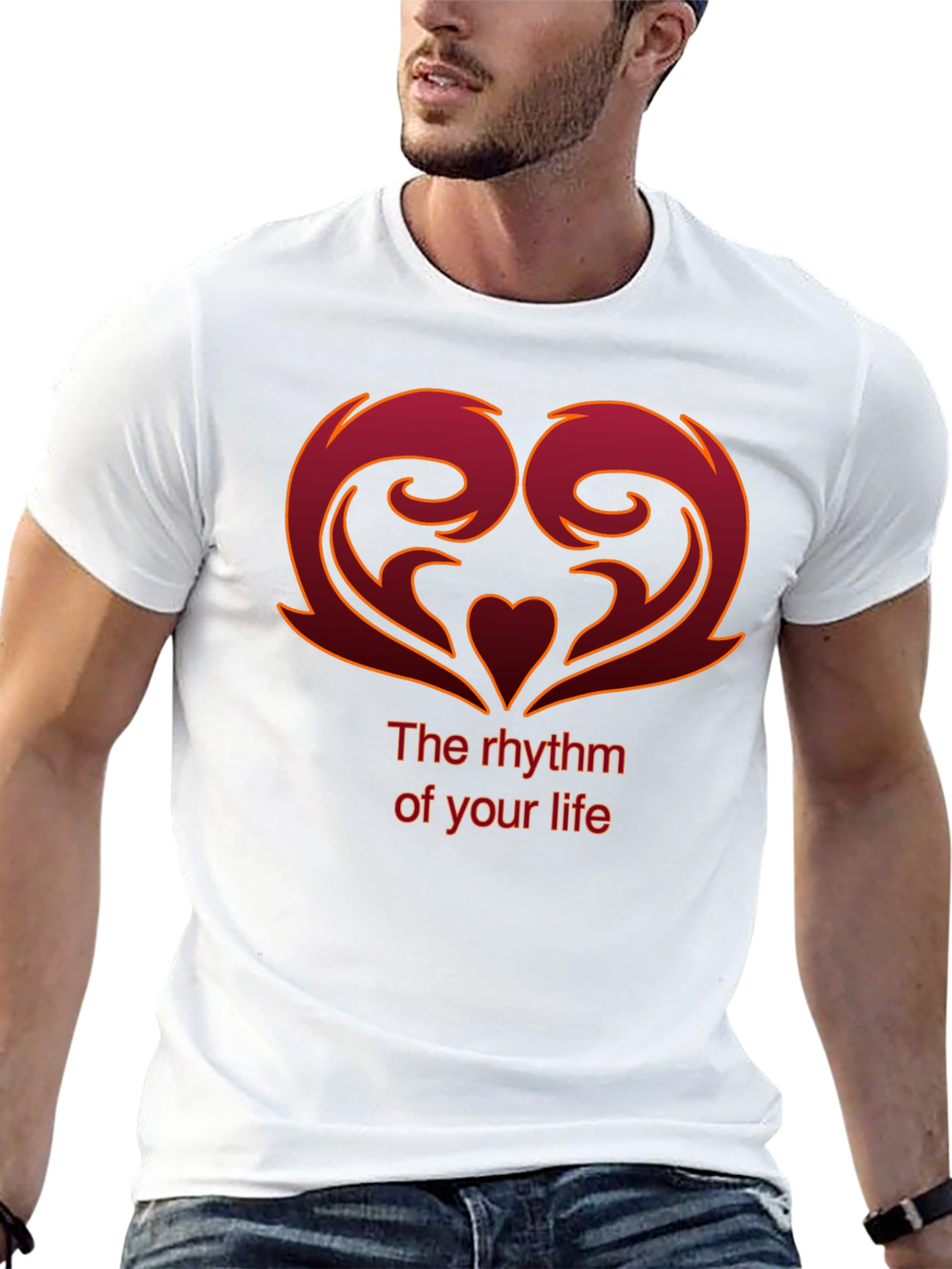 Rhythm of Life Graphic Tee - Modern Heart Design
